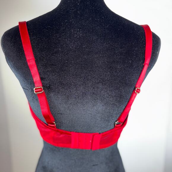 Honey Birdette 36H Red Embroidered Mesh Balcony Bra Cage Detail Missing Chain - Picture 6 of 16